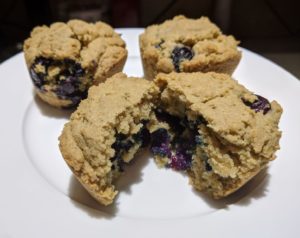 Gluten Free Vegan Blueberry Muffins made from Metta flour