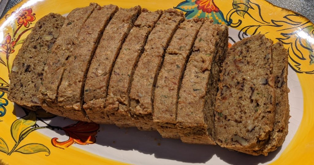 gluten free vegan zucchini bread made with Metta gluten free flour