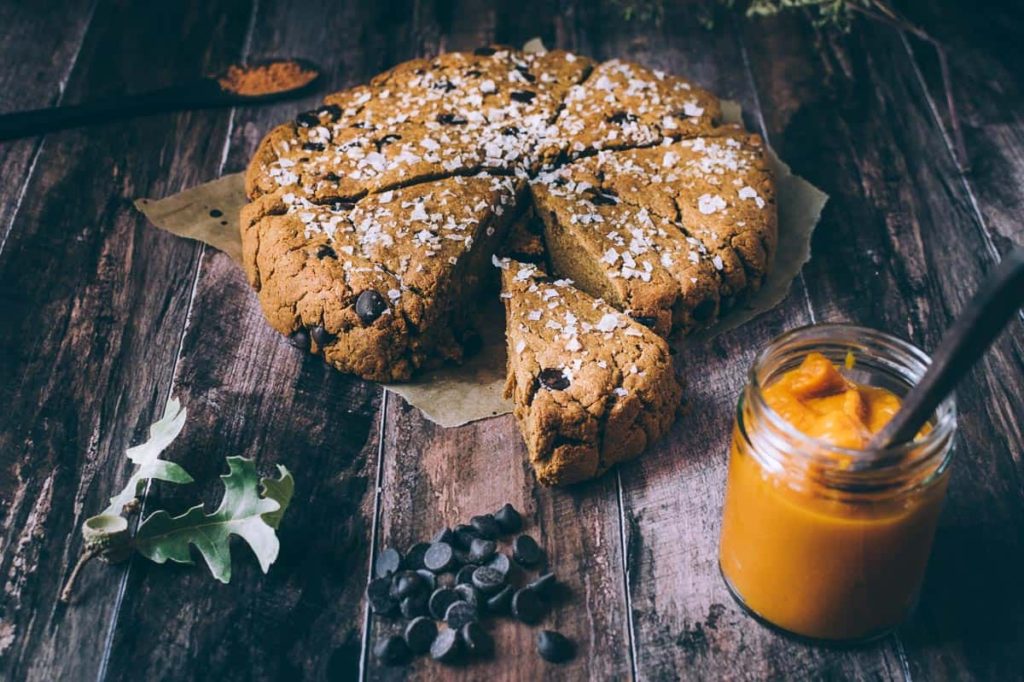 Salted Pumpkin Chocolate Chips Scones made with Metta Gluten Free Flour