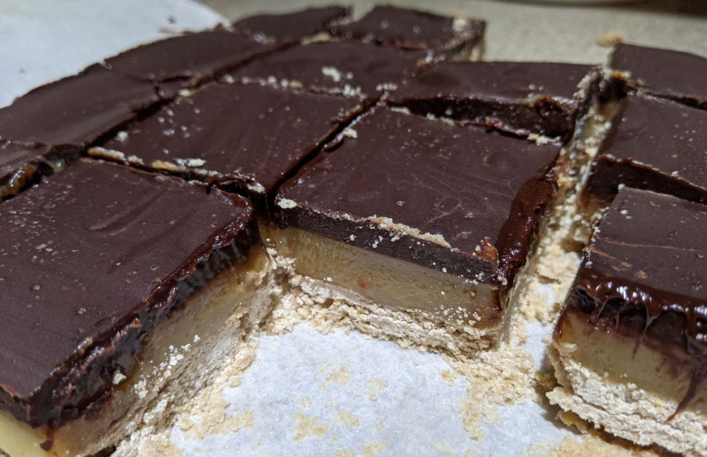 Millionaire Shortbread Bars made with Metta Gluten Free Flour