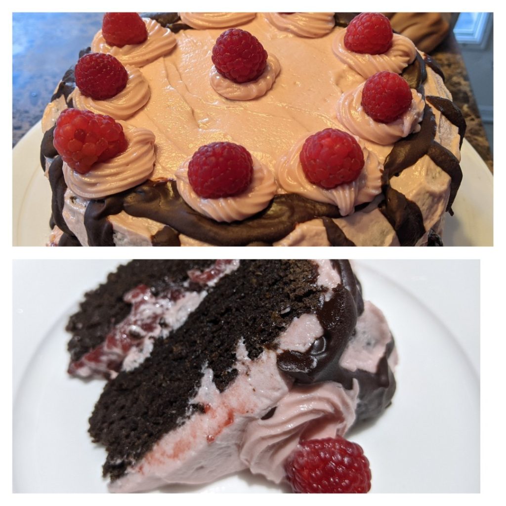 Chocolate Raspberry Cake made with Metta Gluten Free Flour