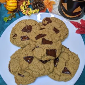 Pumpkin Spiced Chocolate Chunk Cookies made with Metta Gluten Free Flour