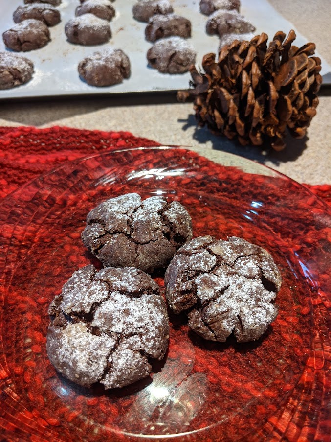 Gluten Free Vegan Fudgy Chocolate Crinkle Cookies made with Metta Gluten Free Flour