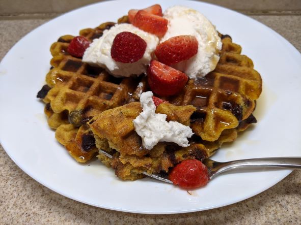 Gluten Free Pumpkin Waffles made with Metta Gluten Free Flour